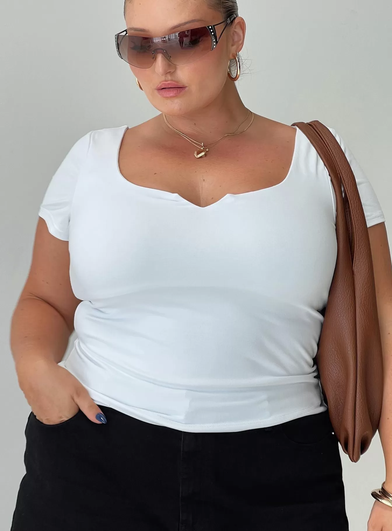 Princess Polly Casual Tops | Serenie Top Ice Curve White