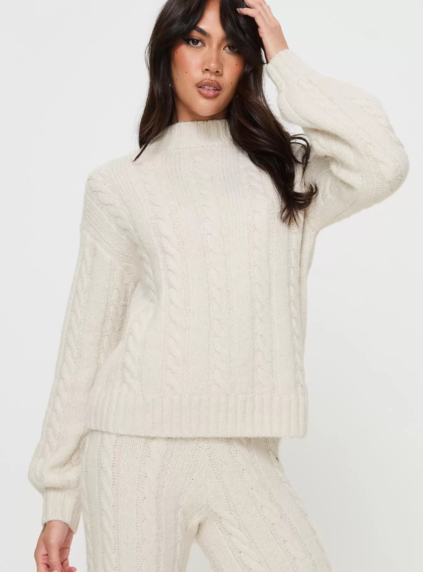 Princess Polly Knitted Sweaters | Sharif Cable Knit Sweater Beige