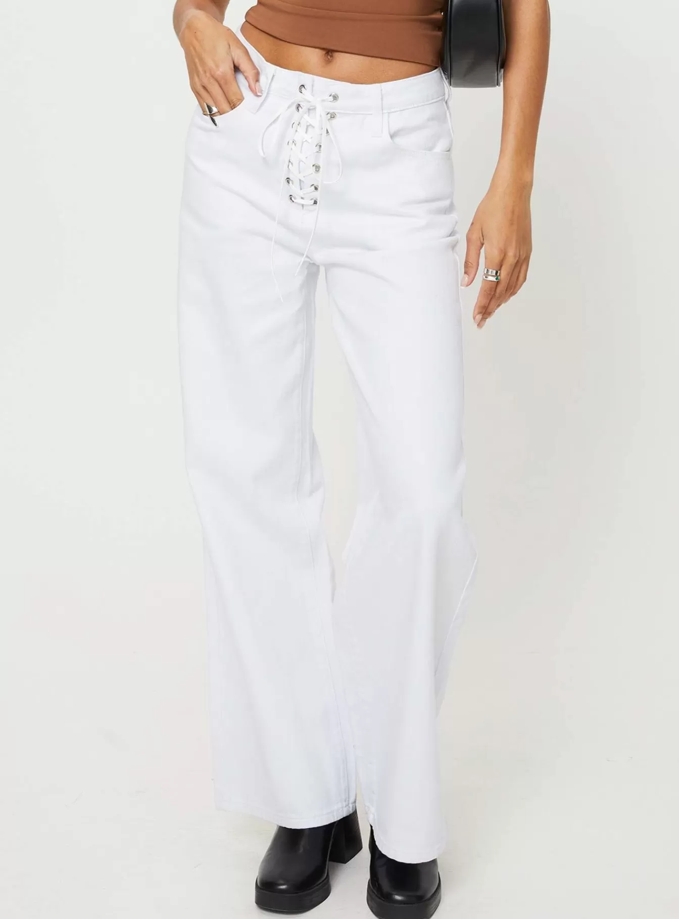 Princess Polly Jeans | Shaylene Wide Leg Jeans White