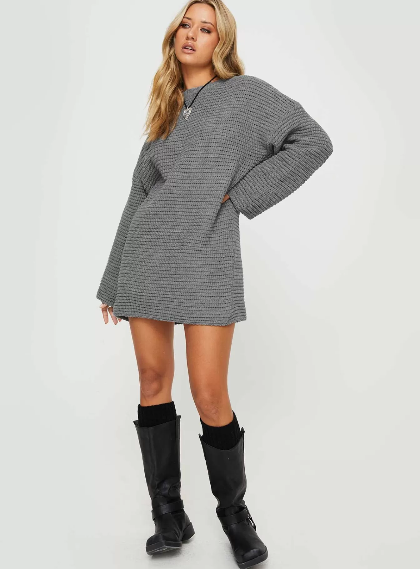 Princess Polly Mini Dresses | Sherwick Sweater Mini Dress Grey