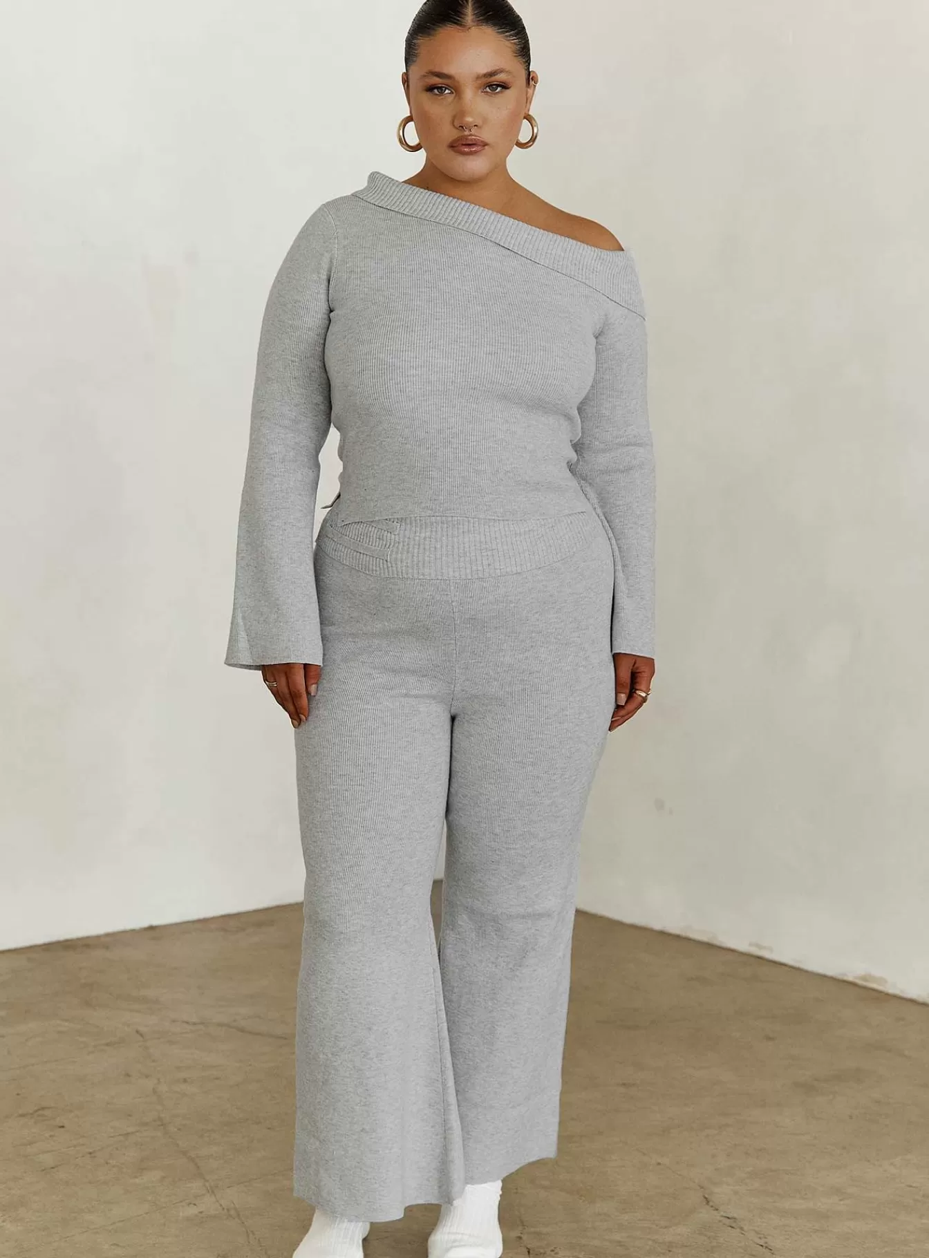 Princess Polly Loungewear Sets | Sina Off The Shoulder Top Curve Grey