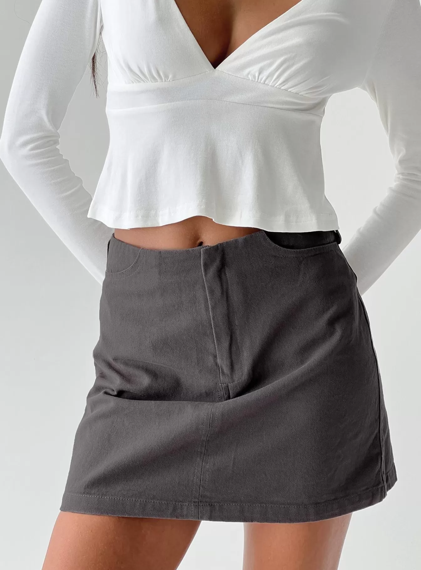 Princess Polly Skirts | Sneak Peek Mini Skirt Slate