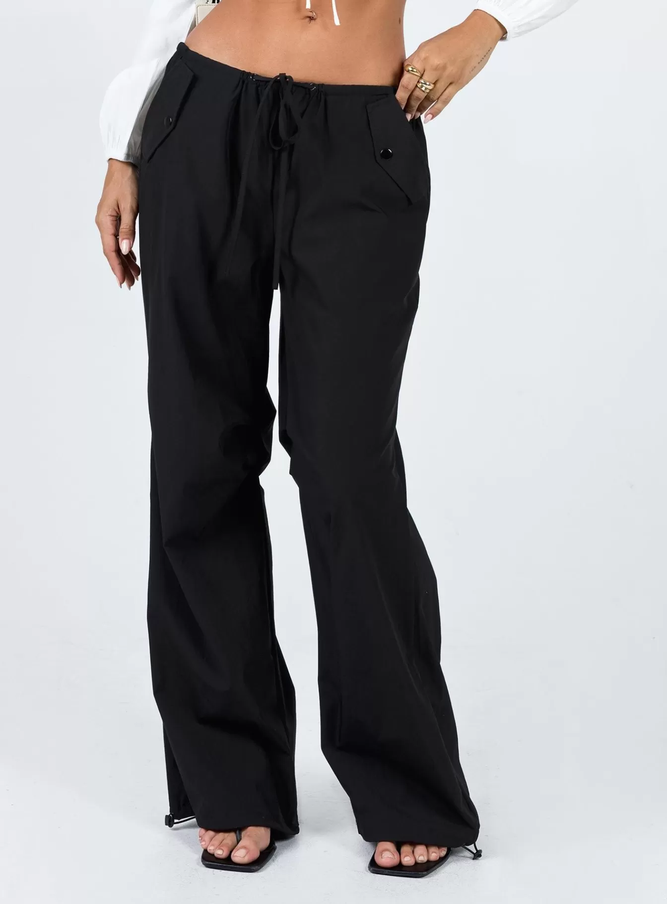 Princess Polly Pants | Snow Parachute Pants Black