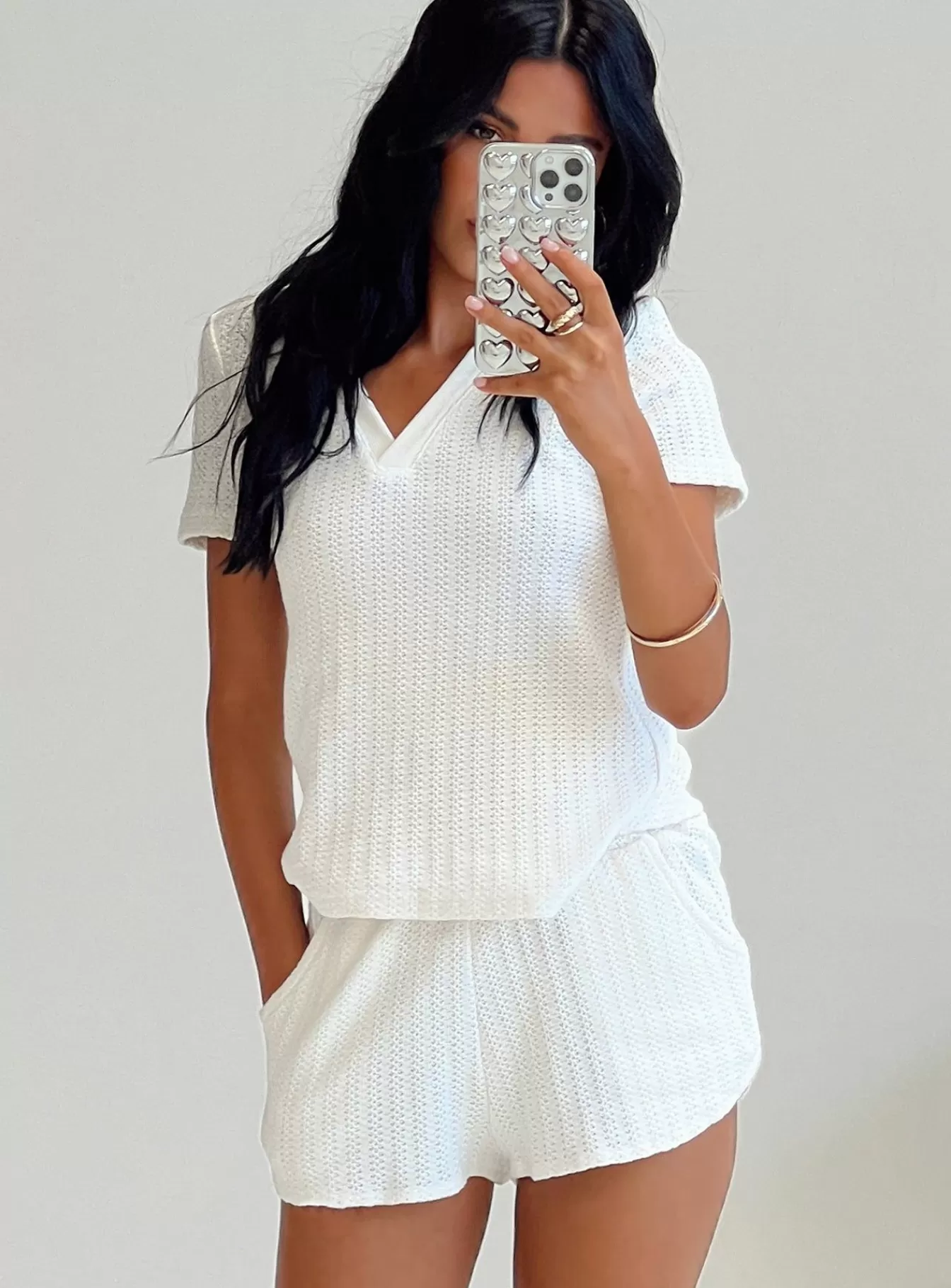 Princess Polly Shorts | Stephany Knit Set White