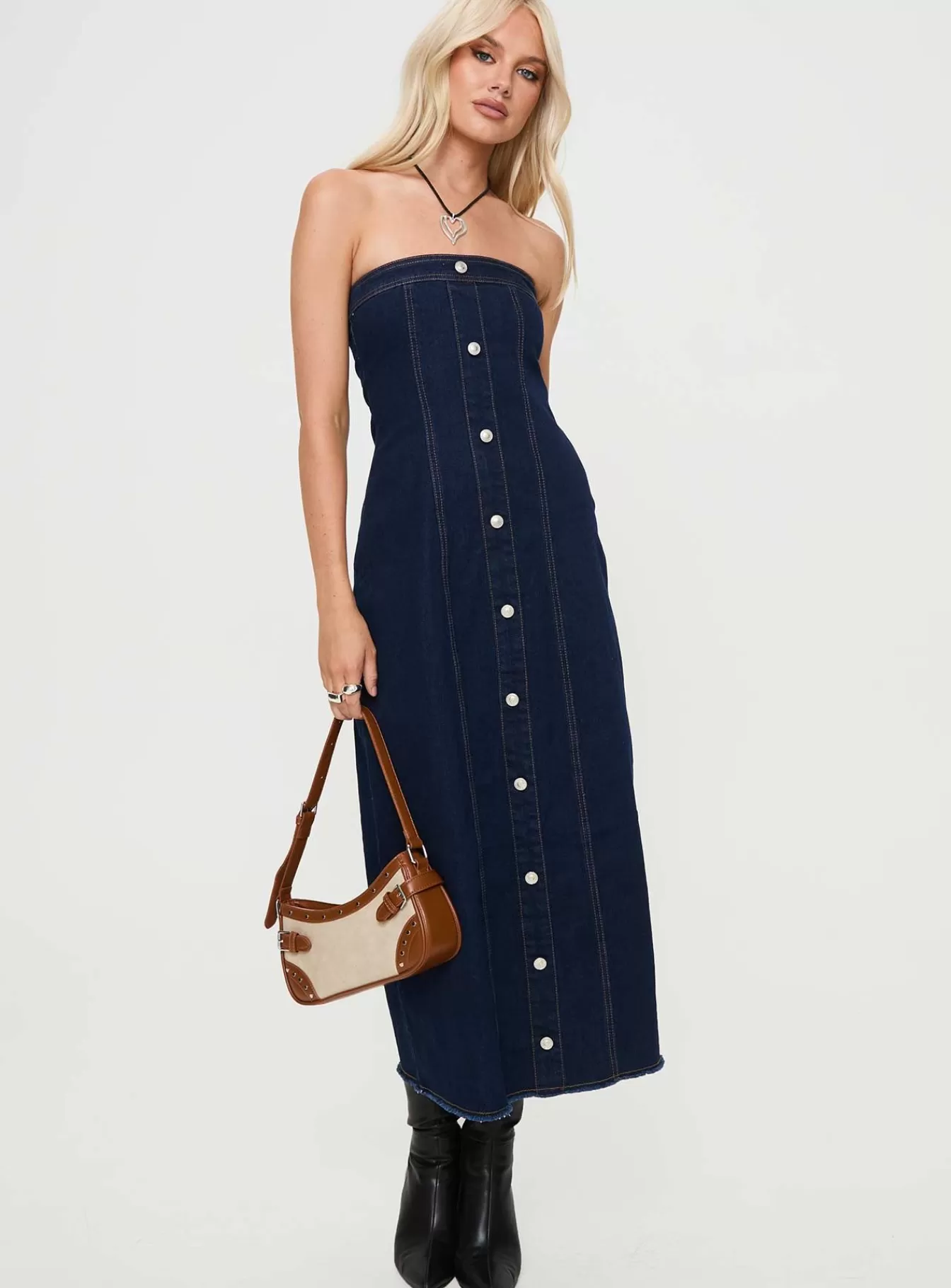 Princess Polly Midi Dresses | Stoltz Denim Midi Dress Blue