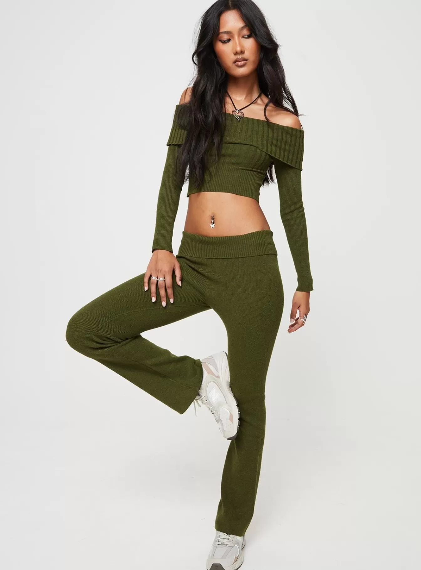Princess Polly Long Sleeve Tops | Tagula Off The Shoulder Top Green