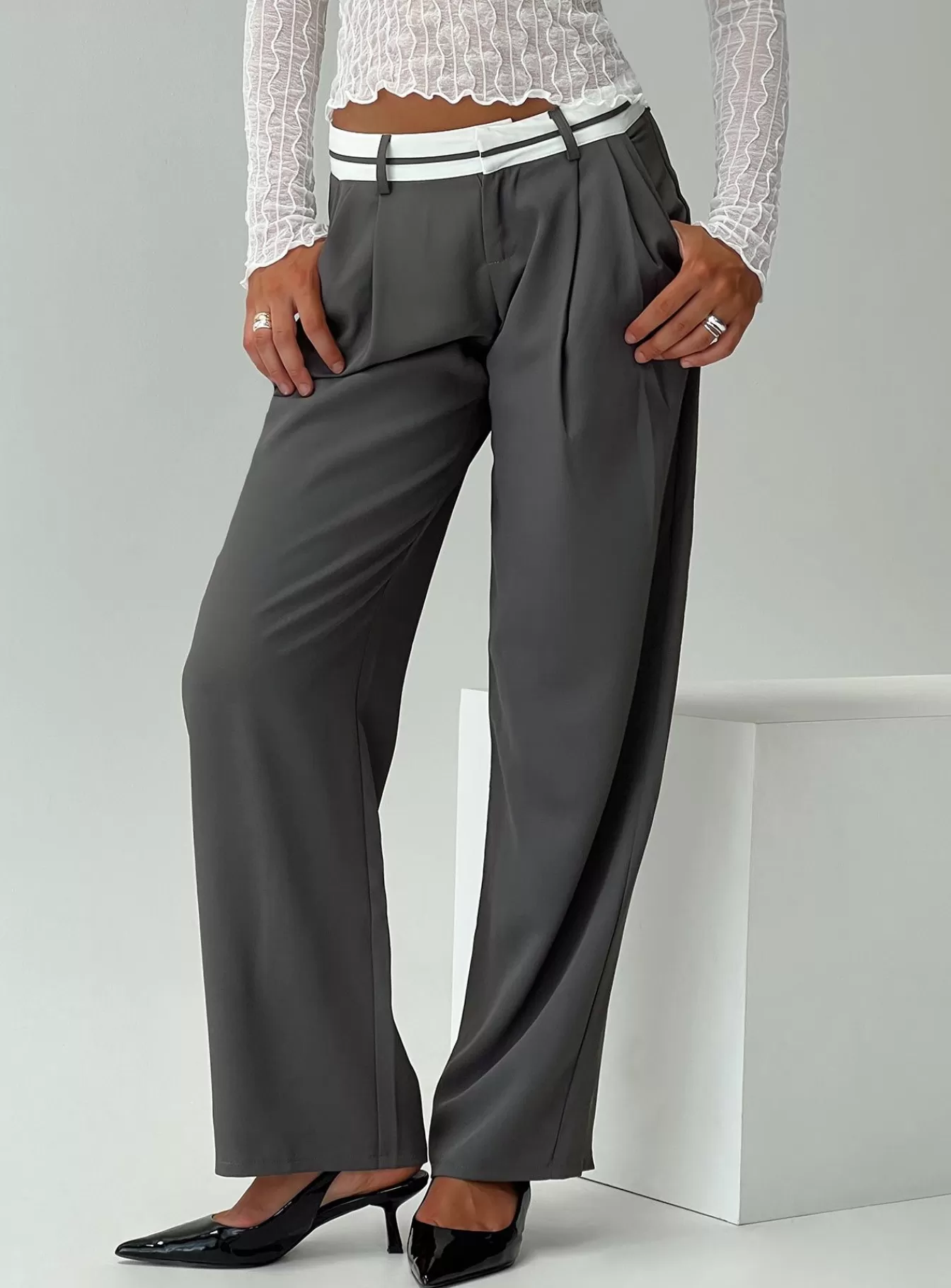 Princess Polly Pants | Tennent Low Waist Pants Slate