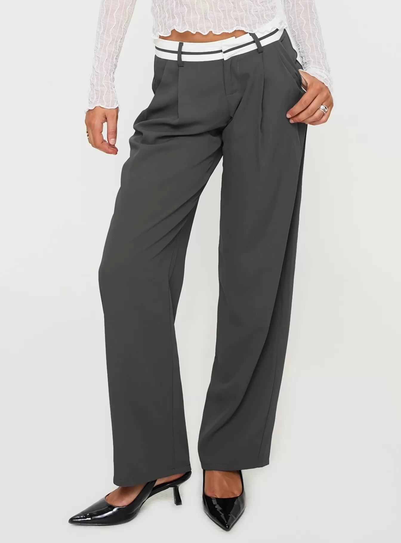 Princess Polly Pants | Tennent Low Waist Pants Slate