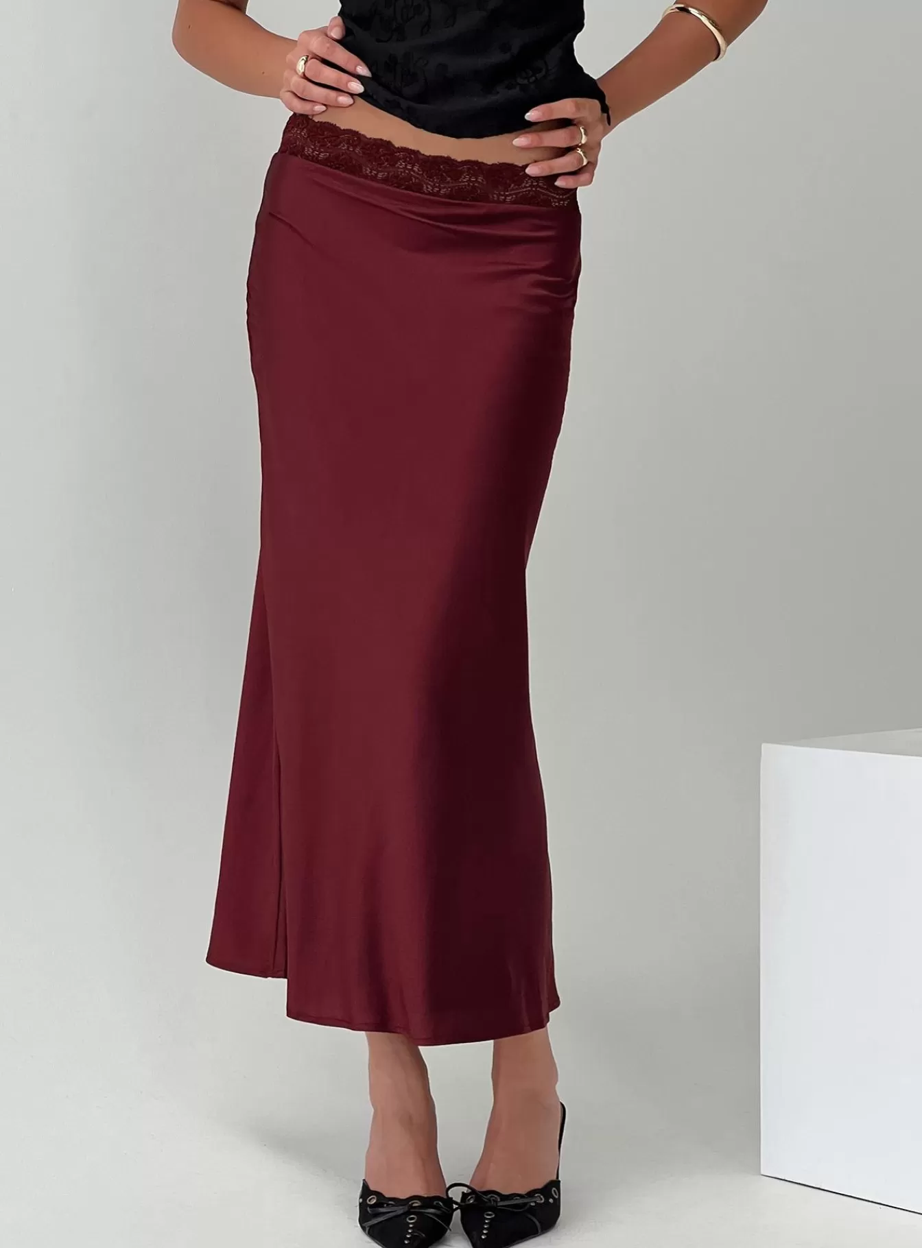 Princess Polly Skirts | The Charmaine Maxi Skirt Burgundy