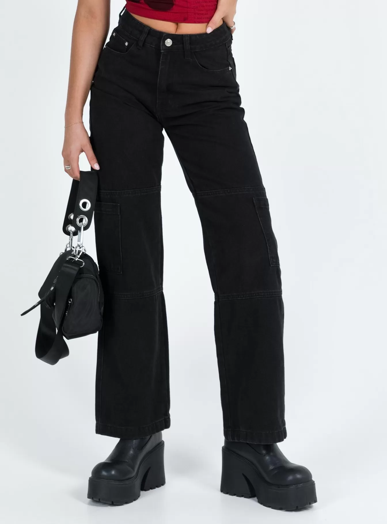 Princess Polly Jeans | Thomson Cargo Jeans Black
