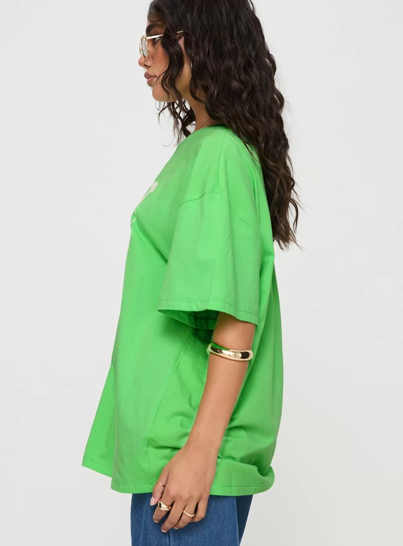 Princess Polly Casual Tops | Thread Together Support Your Friends Oversized Tee Green Summer Green