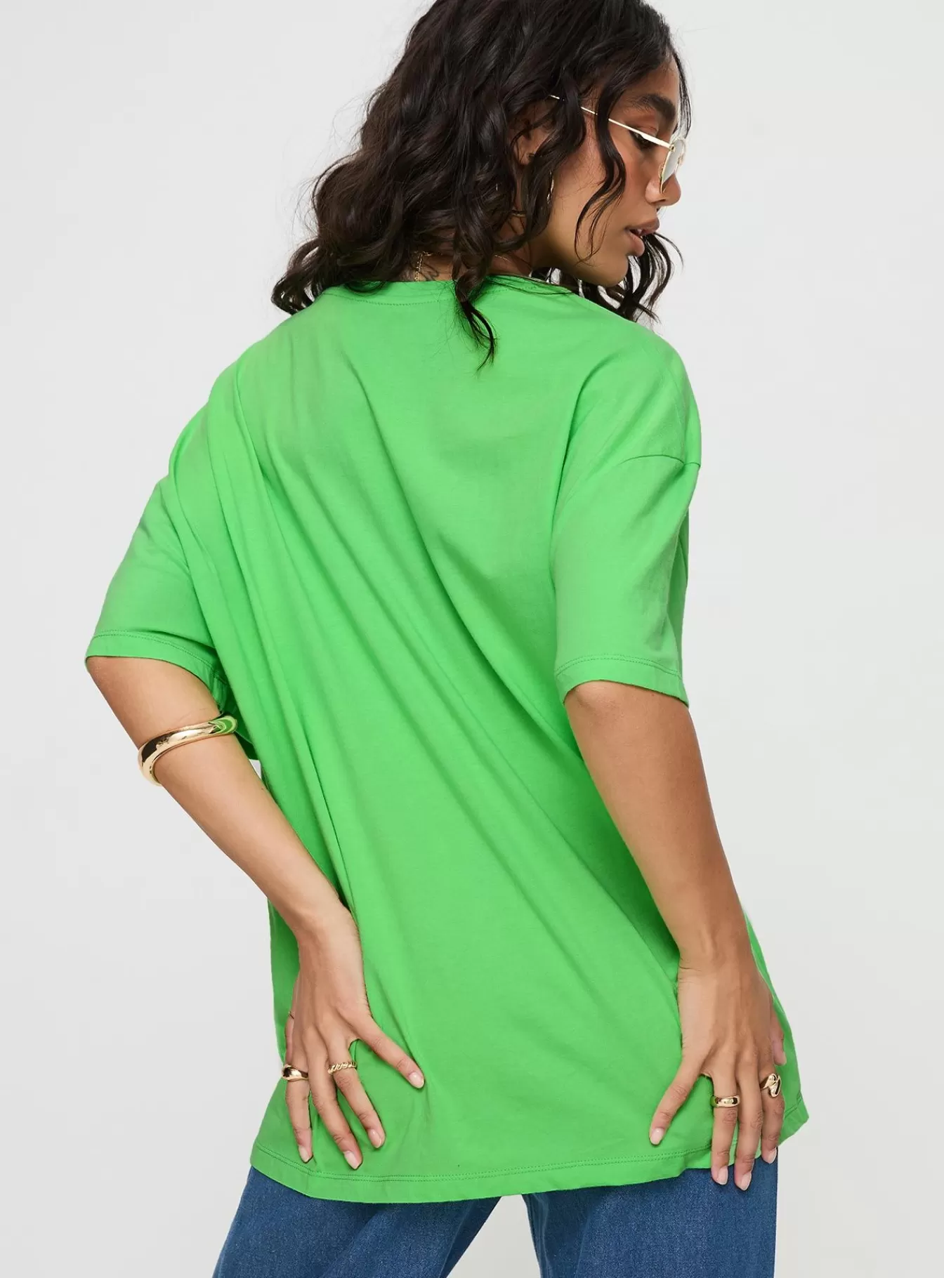Princess Polly Casual Tops | Thread Together Support Your Friends Oversized Tee Green Summer Green