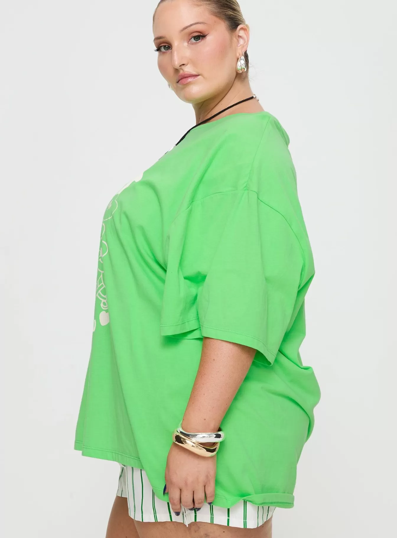 Princess Polly Casual Tops | Thread Together Support Your Friends Oversized Tee Green Curve Summer Green