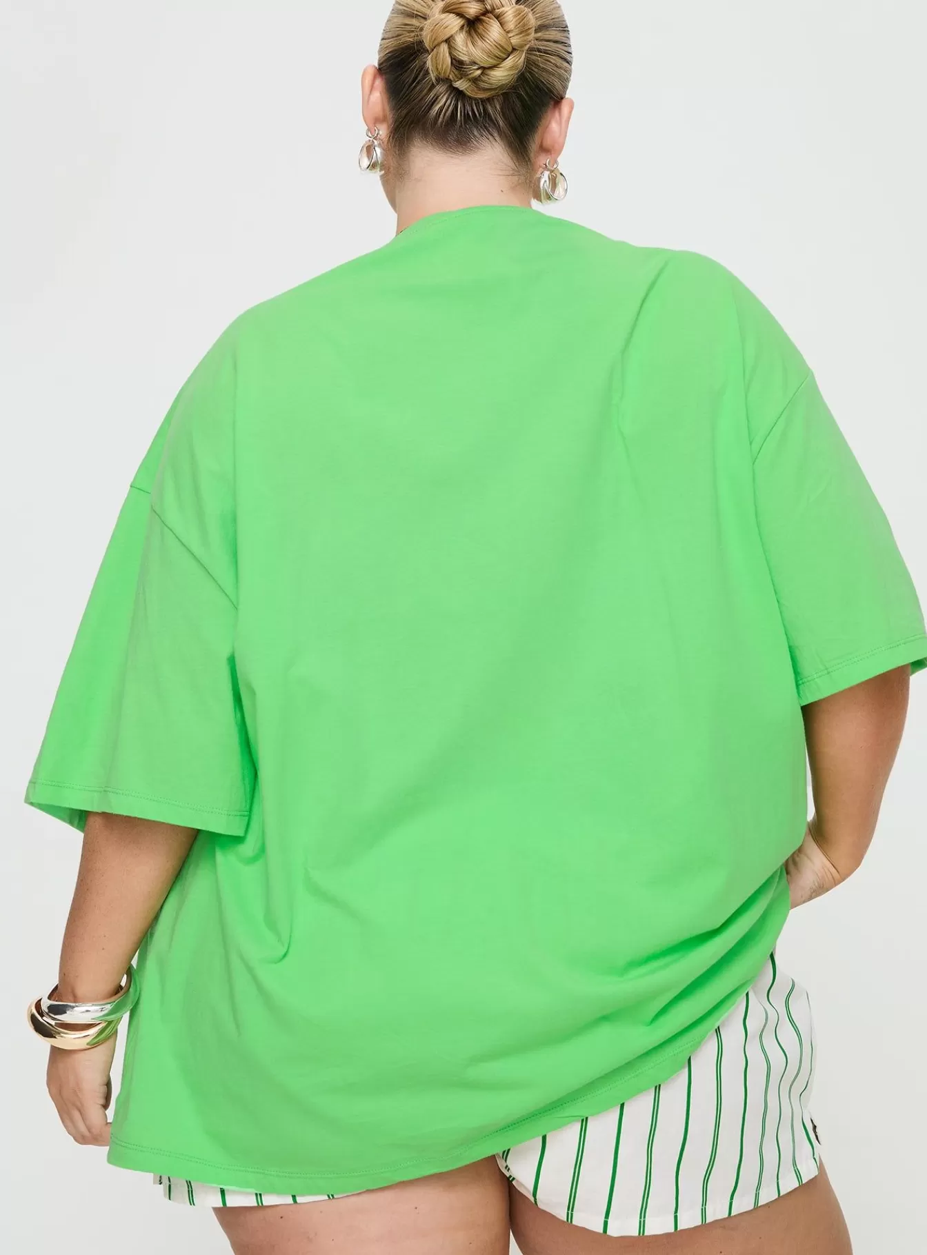 Princess Polly Casual Tops | Thread Together Support Your Friends Oversized Tee Green Curve Summer Green
