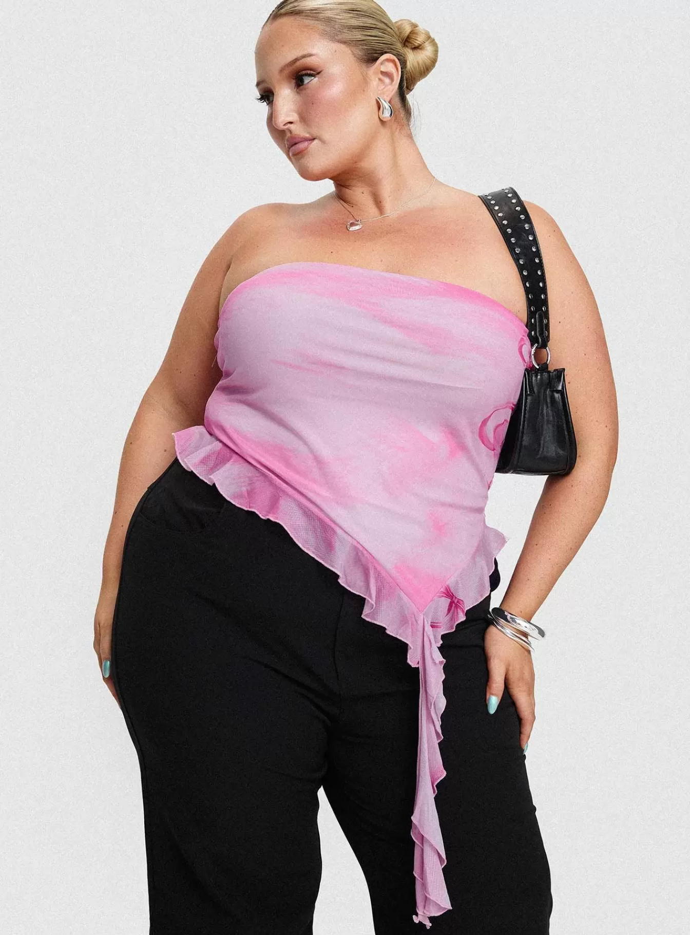 Princess Polly Party Tops | Travessa Asymmetric Tube Top Curve Pink