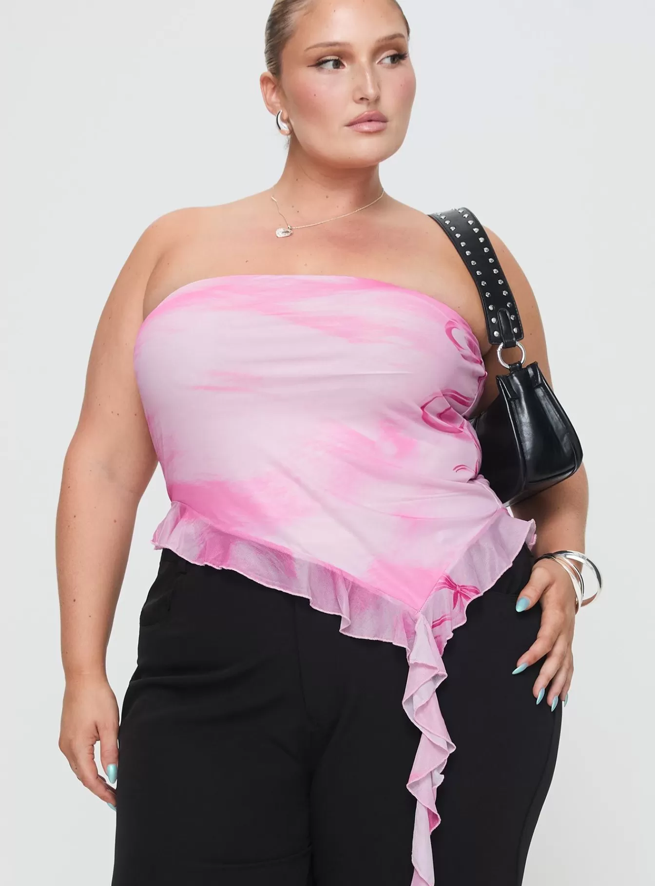 Princess Polly Party Tops | Travessa Asymmetric Tube Top Curve Pink