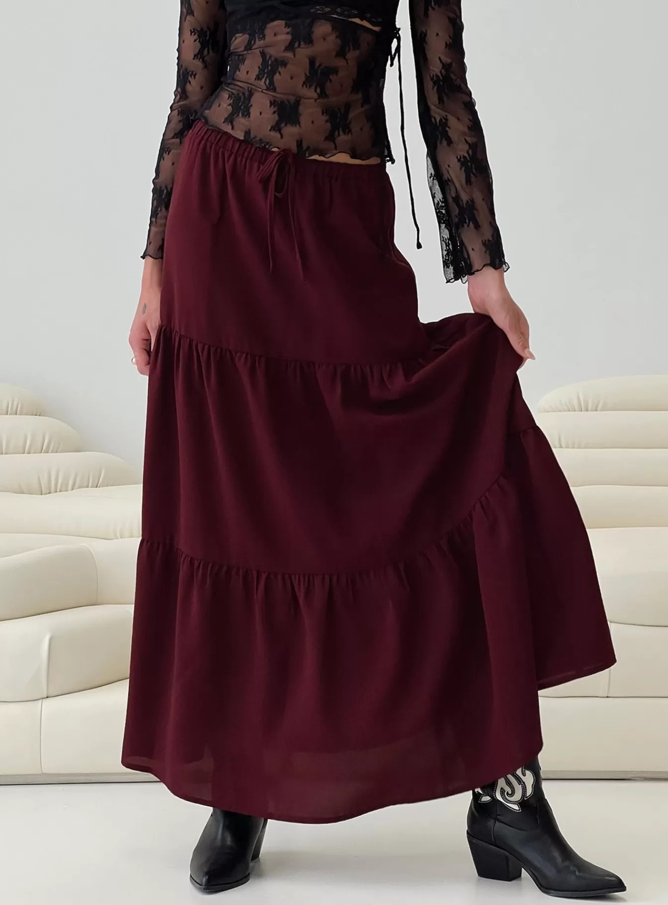 Princess Polly Skirts | Whole Again Maxi Skirt Burgundy