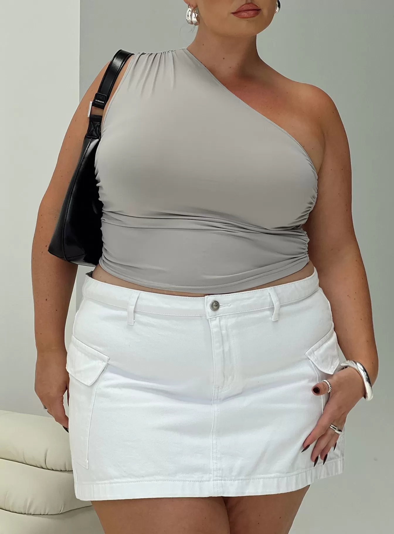 Princess Polly Skirts | Zakai Cargo Denim Mini Skirt Denim Curve White
